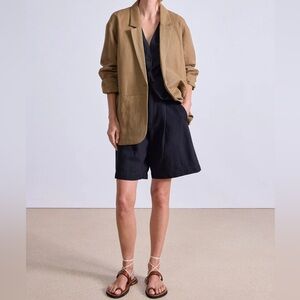 apiece apart oversized blazer oak brown medium linen blend lightweight new york